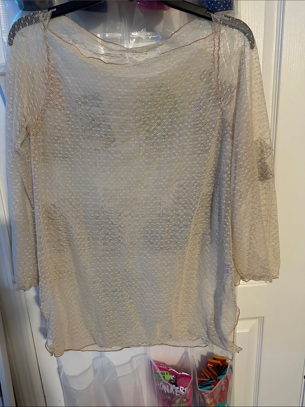 Yvonne’s Nude Mesh Swimsuit Coverup